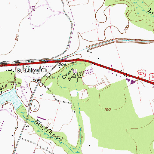 Topographic Map of Green Bay, SC