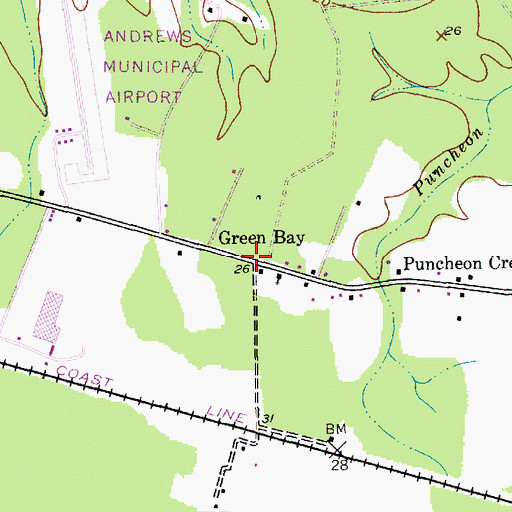 Topographic Map of Green Bay, SC