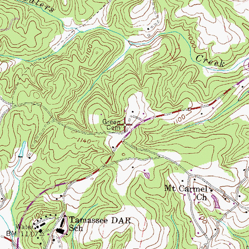 Topographic Map of Green Cemetery, SC