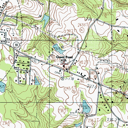 Topographic Map of Green Pond Church, SC