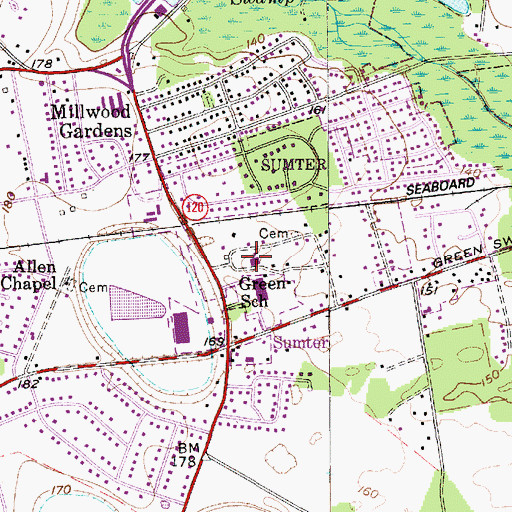 Topographic Map of Green School, SC