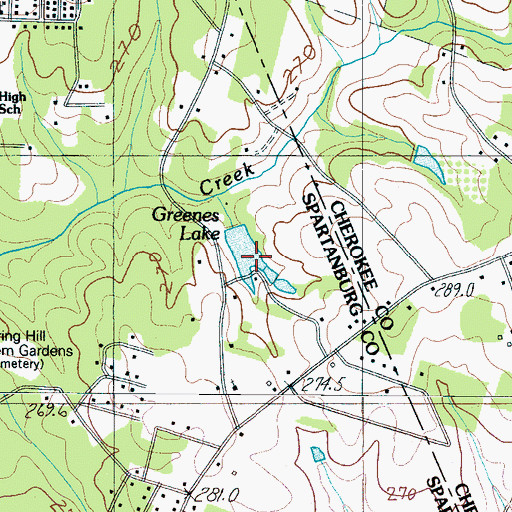 Topographic Map of Greenes Lake, SC