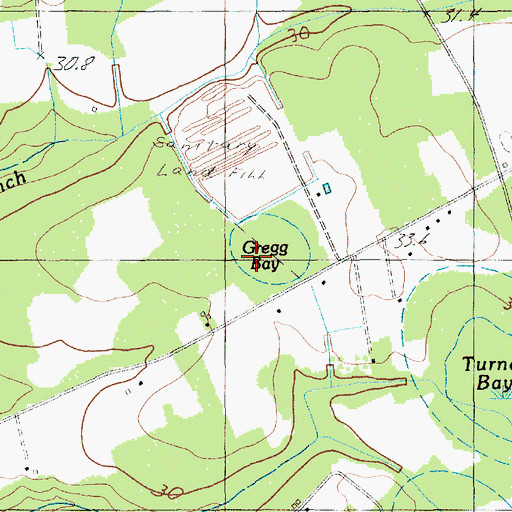 Topographic Map of Gregg Bay, SC