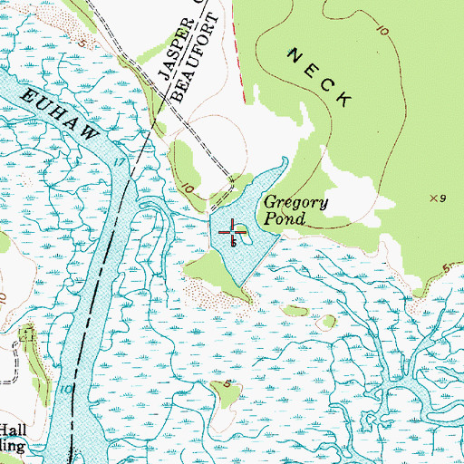 Topographic Map of Gregory Pond, SC