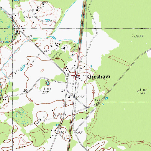 Topographic Map of Gresham, SC