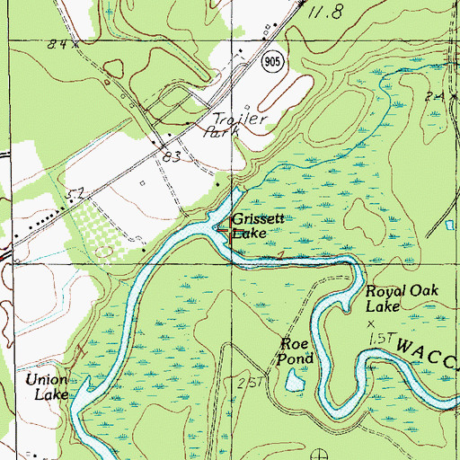 Topographic Map of Grissett Lake, SC