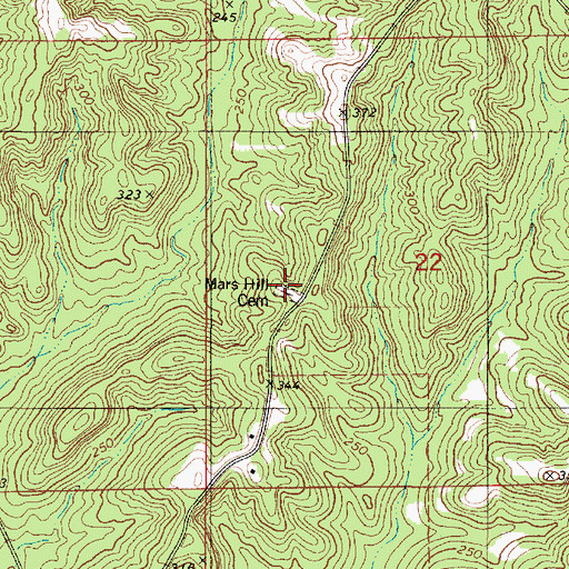 Topographic Map of Mars Hill Cemetery, AL