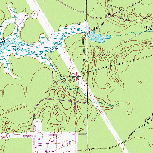 Topographic Map of Grove Cemetery, SC