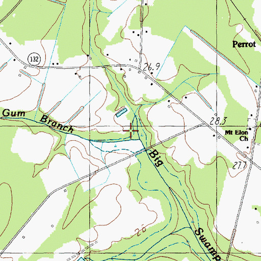 Topographic Map of Gum Branch, SC