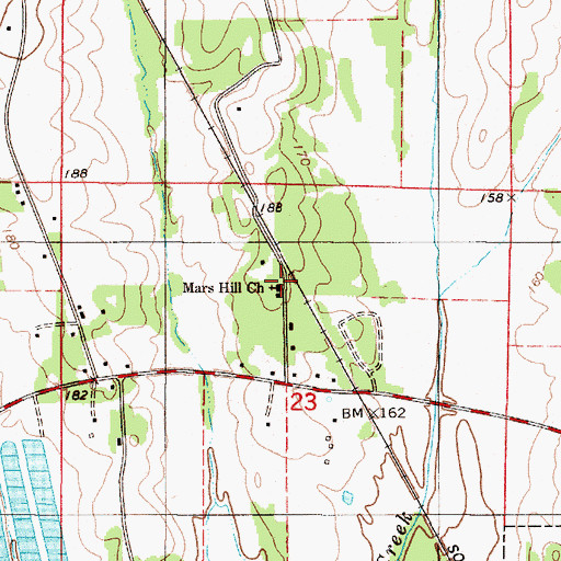 Topographic Map of Mars Hill Church, AL
