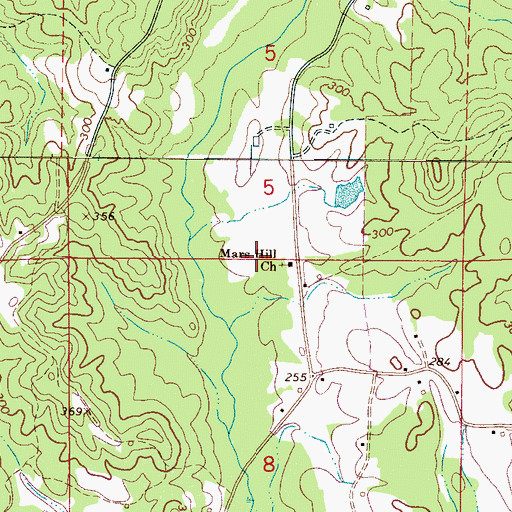 Topographic Map of Mars Hill Church, AL