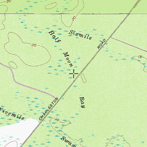 Topographic Map of Half Moon Bay, SC