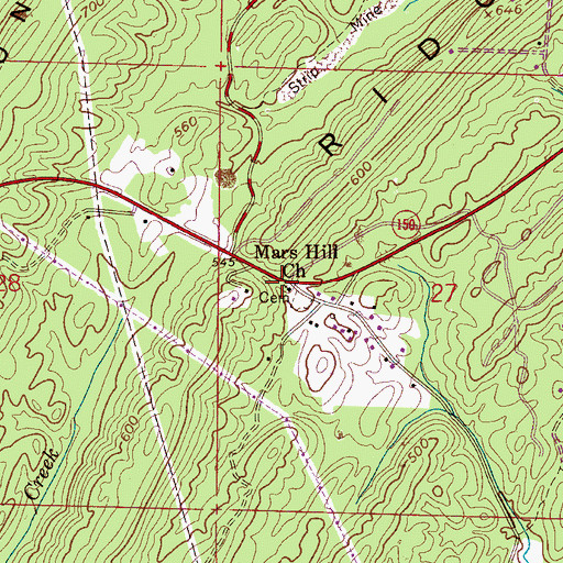 Topographic Map of Mars Hill Church, AL