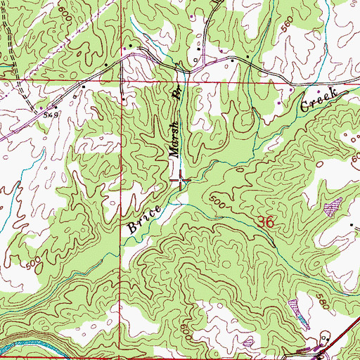 Topographic Map of Marsh Branch, AL