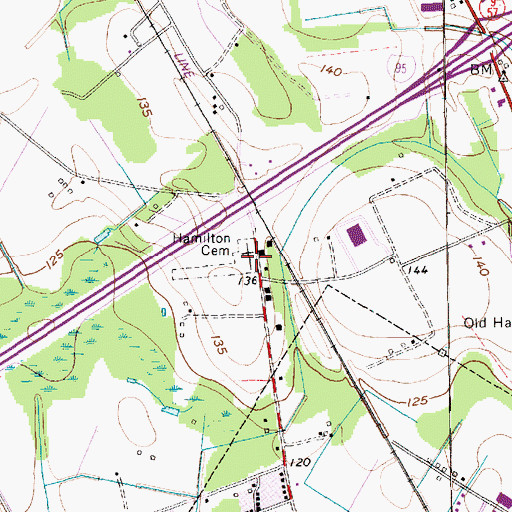 Topographic Map of Hamilton Cemetery, SC