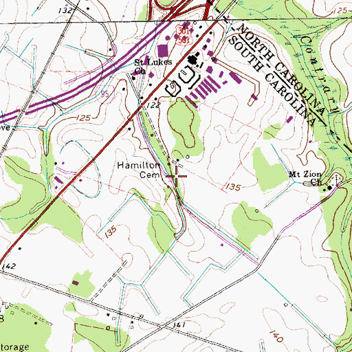 Topographic Map of Hamilton Cemetery, SC