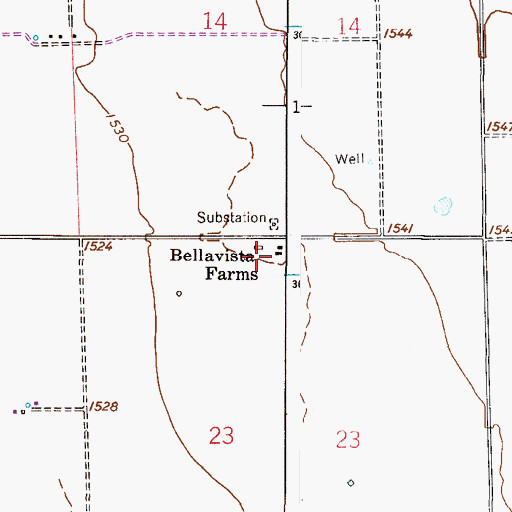 Topographic Map of Bellavista Farms, AZ