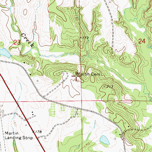 Topographic Map of Marsh Cemetery, AL