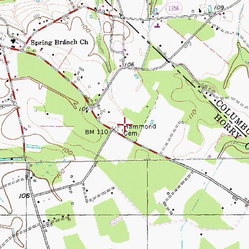 Topographic Map of Hammond Cemetery, SC