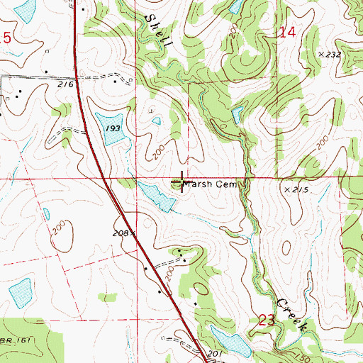 Topographic Map of Marsh Cemetery, AL