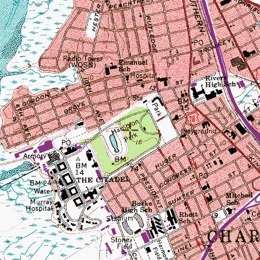 Topographic Map of Hampton Park, SC