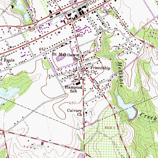 Topographic Map of Hampton School, SC