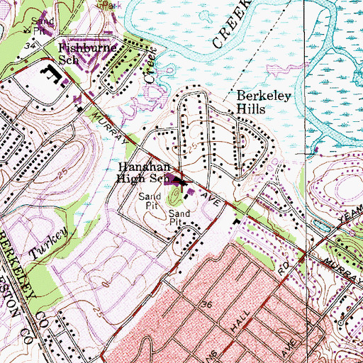 Topographic Map of Hanahan High School, SC