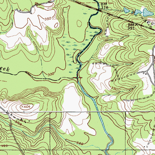 Topographic Map of Hanging Rock Creek, SC