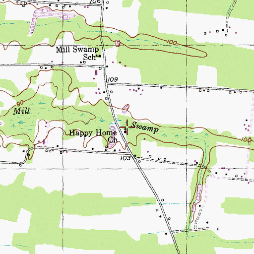 Topographic Map of Happy Home Church, SC