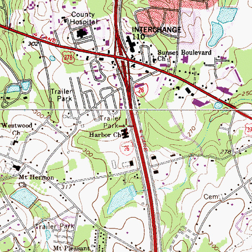 Topographic Map of Harbor Church, SC