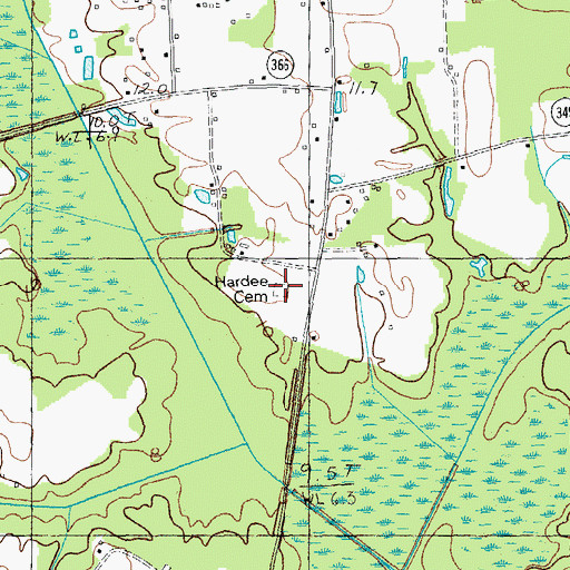 Topographic Map of Hardee Cemetery, SC