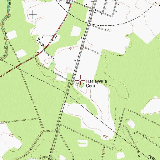 Topographic Map of Harleyville Cemetery, SC