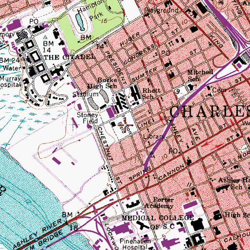 Topographic Map of Harmon Field, SC