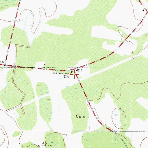 Topographic Map of Harmony Church, SC
