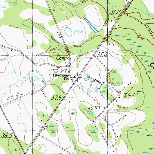 Topographic Map of Harmony Church, SC