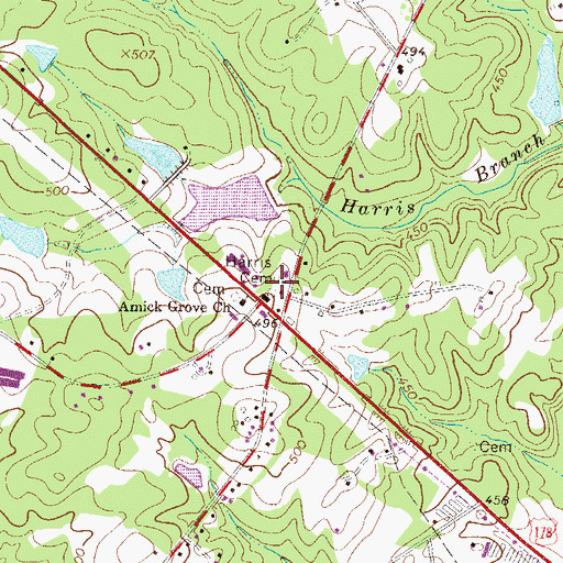 Topographic Map of Harris Cemetery, SC