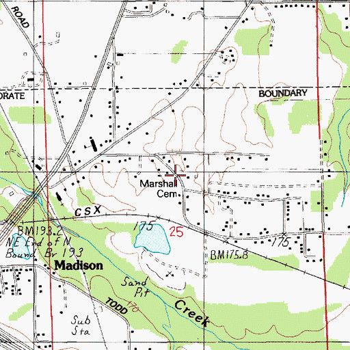 Topographic Map of Marshall Cemetery, AL