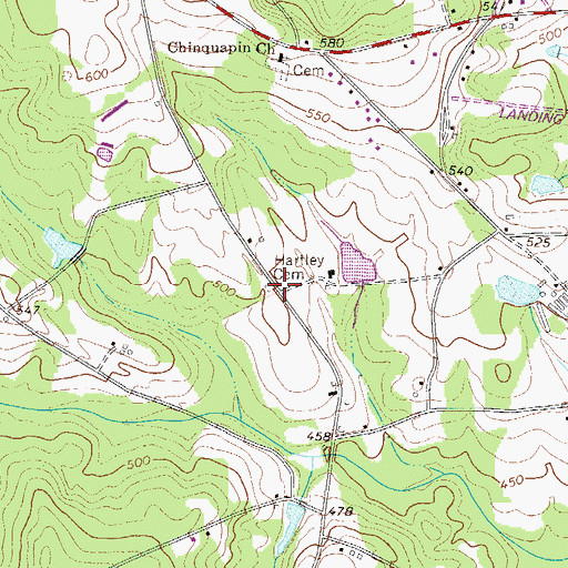 Topographic Map of Hartley Cemetery, SC