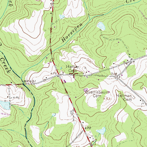 Topographic Map of Hartley Cemetery, SC
