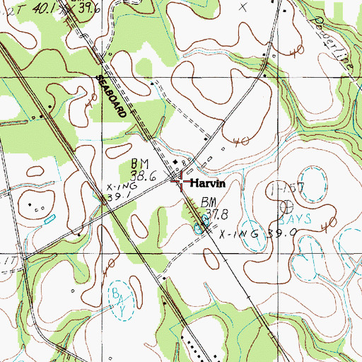 Topographic Map of Harvin, SC