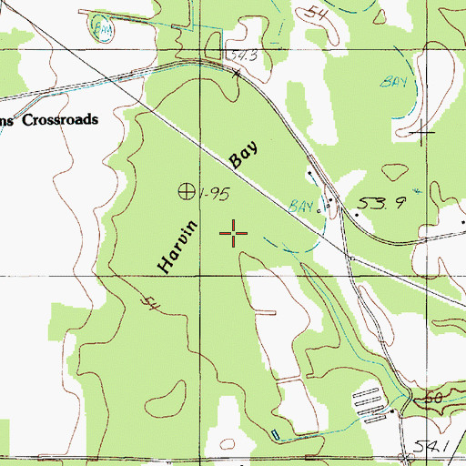 Topographic Map of Harvin Bay, SC
