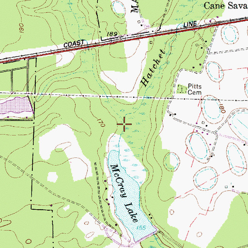 Topographic Map of Hatchet Camp Branch, SC