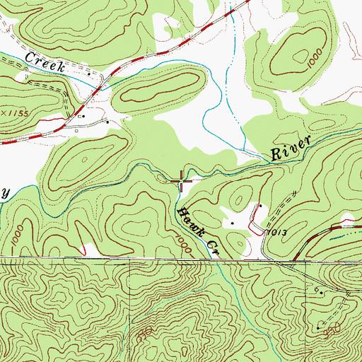 Topographic Map of Hawk Creek, SC
