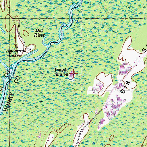 Topographic Map of Hawk Island, SC