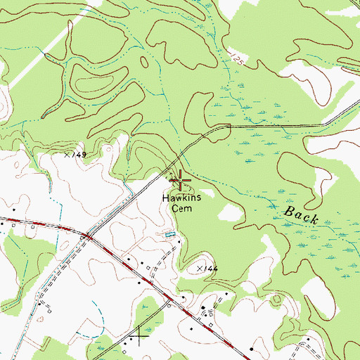 Topographic Map of Hawkins Cemetery, SC