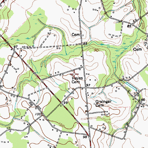 Topographic Map of John D Page Cemetery, SC