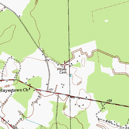 Topographic Map of Hayes Cemetery, SC