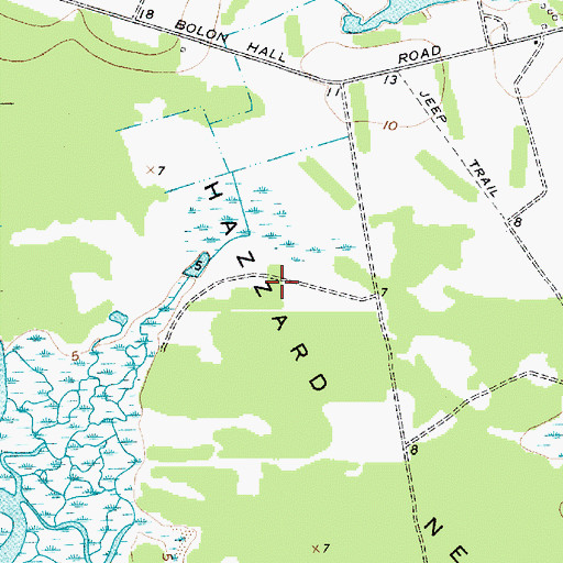Topographic Map of Hazzard Neck, SC
