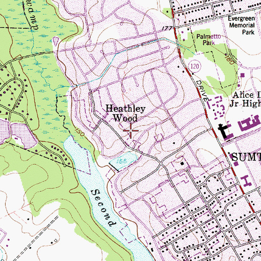 Topographic Map of Heathley Wood, SC