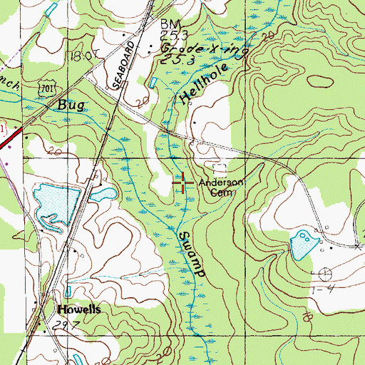 Topographic Map of Hellhole Swamp, SC